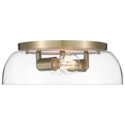 Golden Lighting Duncan 14" Aged Brass Clear Glass Ceiling Light