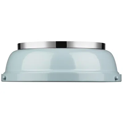 Golden Lighting Duncan 14" Chrome And Seafoam Blue Ceiling Light