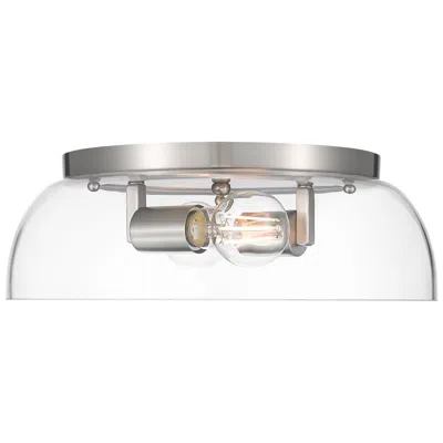 Golden Lighting Duncan 14" Flush Mount In Pewter With Clear Glass