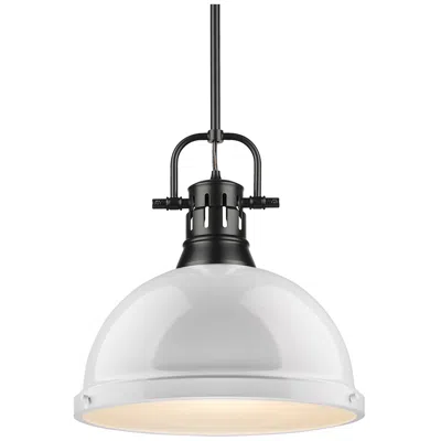 Golden Lighting Duncan 14" Industrial Modern White Dome Pendant Light