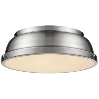 Golden Lighting Duncan 14" Pewter 2-light Flush Mount With Pewter Shade