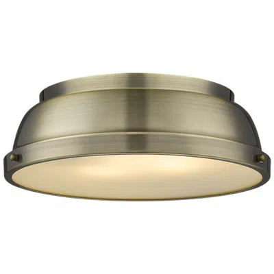 Golden Lighting Duncan 14" Wide Aged Brass Ceiling Light