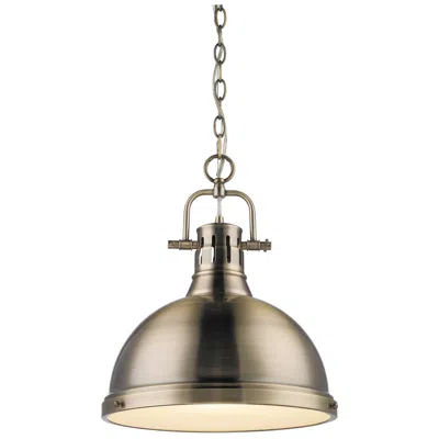 Golden Lighting Duncan 14" Wide Aged Brass Pendant Light With Chain