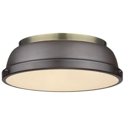 Golden Lighting Duncan 14" Wide Aged Brass Rubbed Bronze Ceiling Light