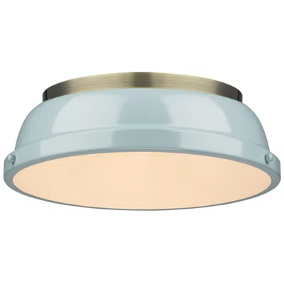 Golden Lighting Duncan 14" Wide Aged Brass Seafoam Ceiling Light