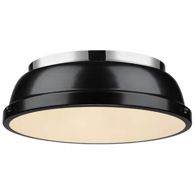 Golden Lighting Duncan 14" Wide Chrome 2-light Flush Mount With Black Shade