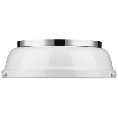 Golden Lighting Duncan 14" Wide Chrome Ceiling Light With White Shade
