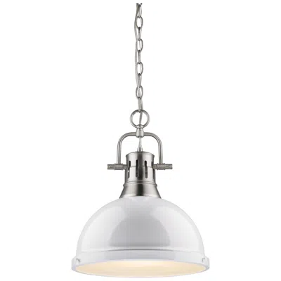 Golden Lighting Duncan 14" Wide Pewter And White Glass Dome Pendant
