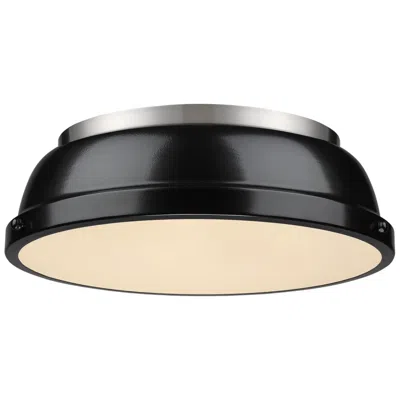 Golden Lighting Duncan 14" Wide Pewter Ceiling Light With Black Shade