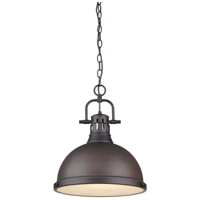 Golden Lighting Duncan 14" Wide Rubbed Bronze Chain Hung Pendant Light