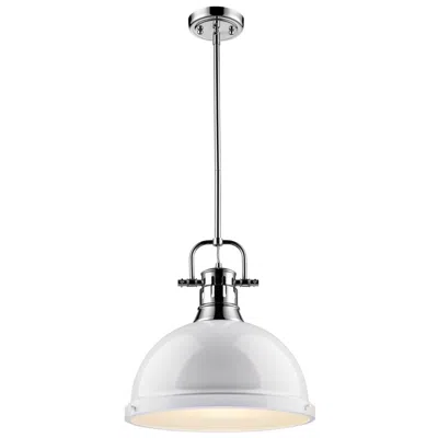 Golden Lighting Duncan 14" Wide White Dome Pendant Light