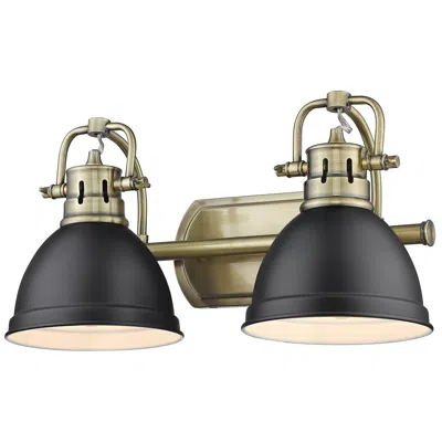 Golden Lighting Duncan 16 1/2" Wide Aged Brass 2-light Bath Light With Matte Black