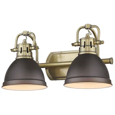 Golden Lighting Duncan 16 1/2" Wide Aged Brass And Bronze 2-light Bath Light