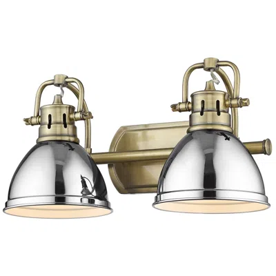 Golden Lighting Duncan 16 1/2" Wide Aged Brass And Chrome 2-light Bath Light