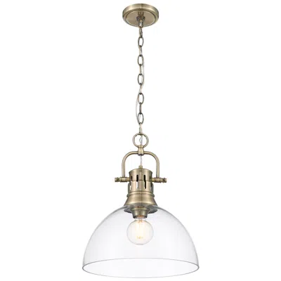 Golden Lighting Duncan 1-light Pendant With Chain In Aged Brass With Clear Glass