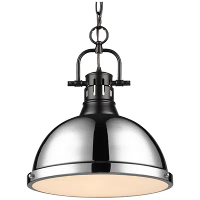 Golden Lighting Duncan 1-light Pendant With Chain In Matte Black With Chrome