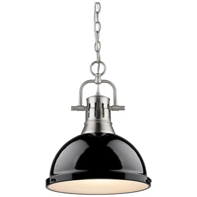 Golden Lighting Duncan 1-light Pendant With Chain In Pewter With Black