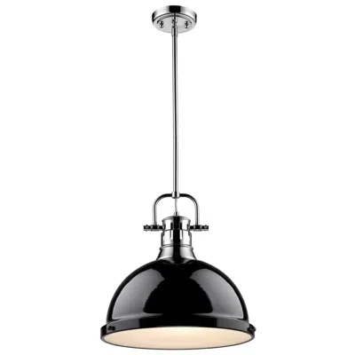 Golden Lighting Duncan 1-light Pendant With Rod In Chrome With Black