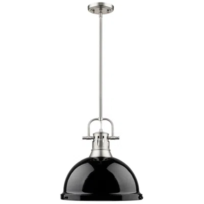 Golden Lighting Duncan 1-light Pendant With Rod In Pewter With Black