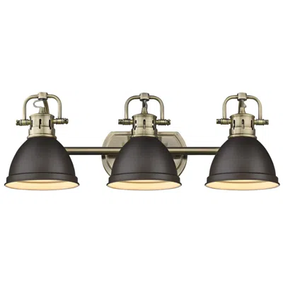 Golden Lighting Duncan 24 1/2" Wide 3-light Vanity Light In Aged Brass With Rubbed Bro