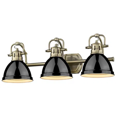 Golden Lighting Duncan 24 1/2" Wide Aged Brass 3-light Bath Light With Black