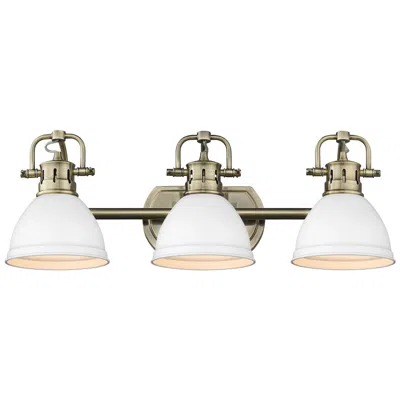 Golden Lighting Duncan 24 1/2" Wide Aged Brass And White 3-light Bath Light