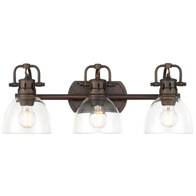 Golden Lighting Duncan 24 1/2" Wide Bronze 3-light Bath Light W/ Clear Glass