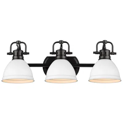Golden Lighting Duncan 24 1/2" Wide Matte Black 3-light Bath Light With Matte White