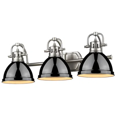 Golden Lighting Duncan 24 1/2" Wide Pewter And Black 3-light Bath Light