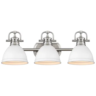Golden Lighting Duncan 24 1/2" Wide Pewter Matte White 3-light Bath Light