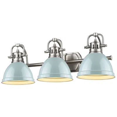 Golden Lighting Duncan 24 1/2" Wide Pewter Seafoam 3-light Bath Light