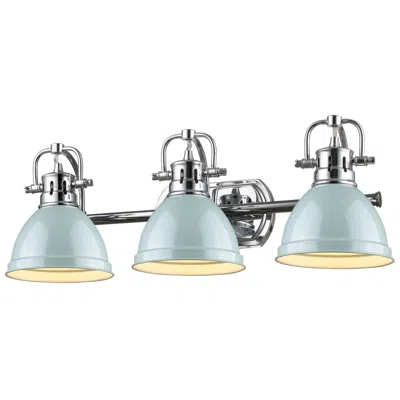 Golden Lighting Duncan 24 1/2"w Chrome 3-light Bath Light W/ Seafoam Shades
