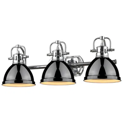 Golden Lighting Duncan 24 1/2"w Chrome 3-light Bath Light With Black Shades