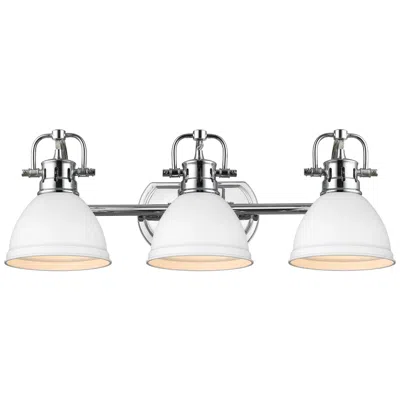 Golden Lighting Duncan 24 1/2"w Chrome 3-light Bath Light With Matte White Shades