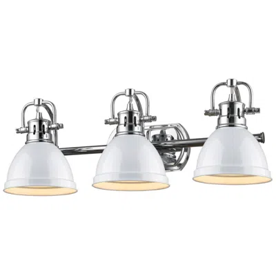 Golden Lighting Duncan 24 1/2"w Chrome 3-light Bath Light With White Shades