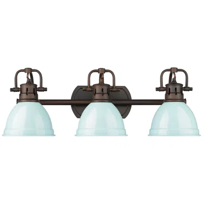 Golden Lighting Duncan 24 1/2"w Rubbed Bronze And Seafoam 3-light Bath Light