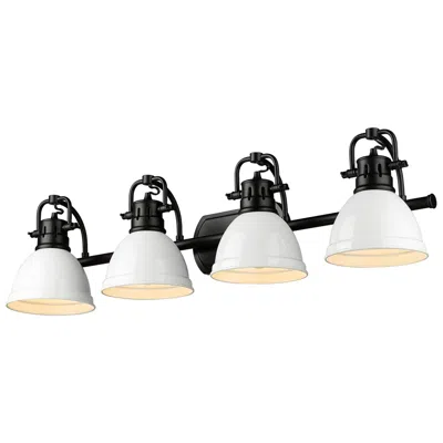 Golden Lighting Duncan 33 1/2" Wide Black 4-light Bath Light W/ White Shade