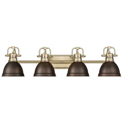Golden Lighting Duncan 33 1/2" Wide Brass 4-light Bath Light W/ Bronze Shade