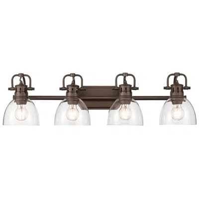 Golden Lighting Duncan 33 1/2" Wide Bronze 4-light Bath Light W/ Clear Glass