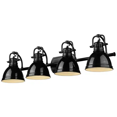 Golden Lighting Duncan 33 1/2" Wide Gloss Black 4-light Vanity Bath Light