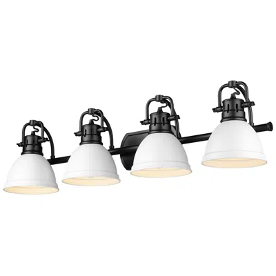 Golden Lighting Duncan 33 1/2" Wide Matte Black Vanity Light With Matte White Shades