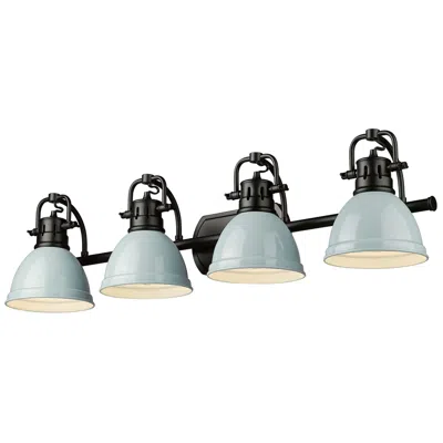Golden Lighting Duncan 33 1/2" Wide Matte Black Vanity Light With Seafoam Shades