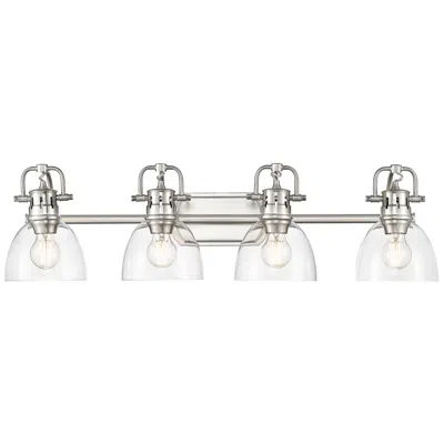 Golden Lighting Duncan 33 1/2" Wide Pewter And Glass 4-light Bath Vanity Light