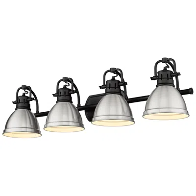 Golden Lighting Duncan 33 1/2"w Black 4-light Bath Light With Pewter Shades