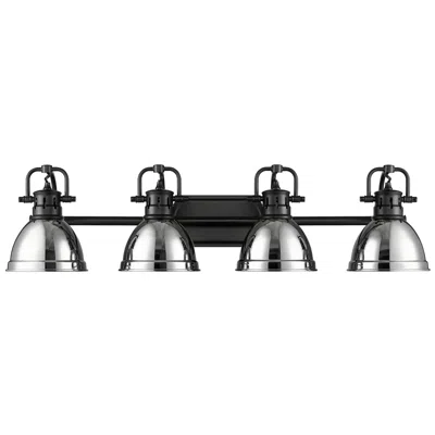 Golden Lighting Duncan 33 1/2"w Matte Black And Chrome 4-light Bath Light