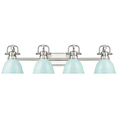 Golden Lighting Duncan 33 1/2"w Pewter 4-light Bath Light With Seafoam Shade