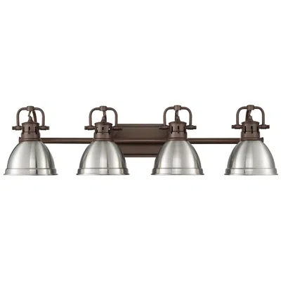 Golden Lighting Duncan 33 1/2"w Rubbed Bronze And Pewter 4-light Bath Light
