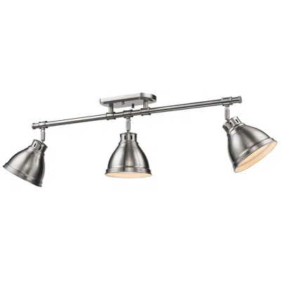 Golden Lighting Duncan 35 3/8" Wide Pewter 3-light Semi-flush With Pewter Shades