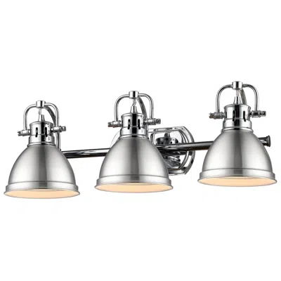 Golden Lighting Duncan 3-light Bath Vanity In Chrome With Pewter