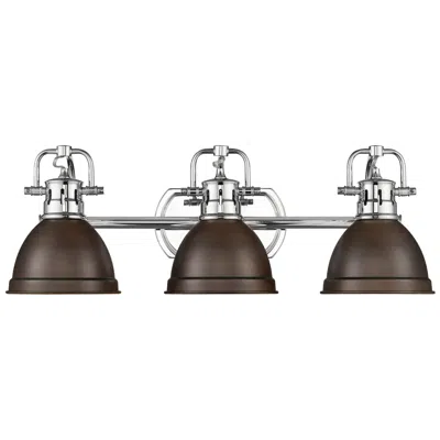 Golden Lighting Duncan 3-light Bath Vanity In Chrome With Rubbed Bronze